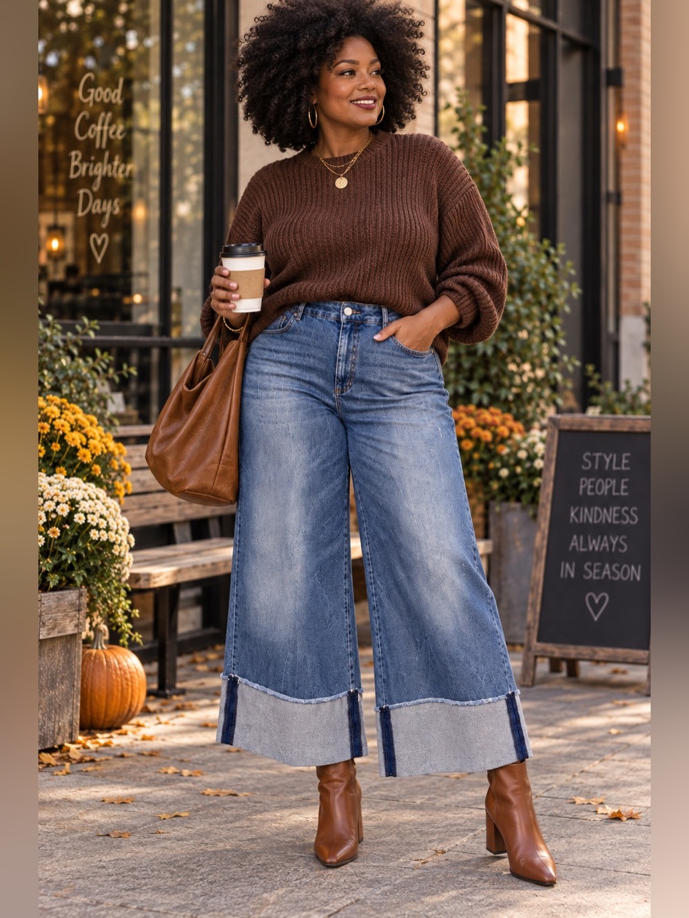 Marina Rinaldi x Ashley Graham Wide Leg Cuffed Jeans 18 XL statement designe